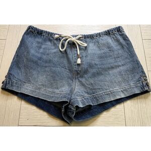 Roxy NWT Denim Short Shorts Elastic Drawstring Waist Cotton Spandex S Beach Boho